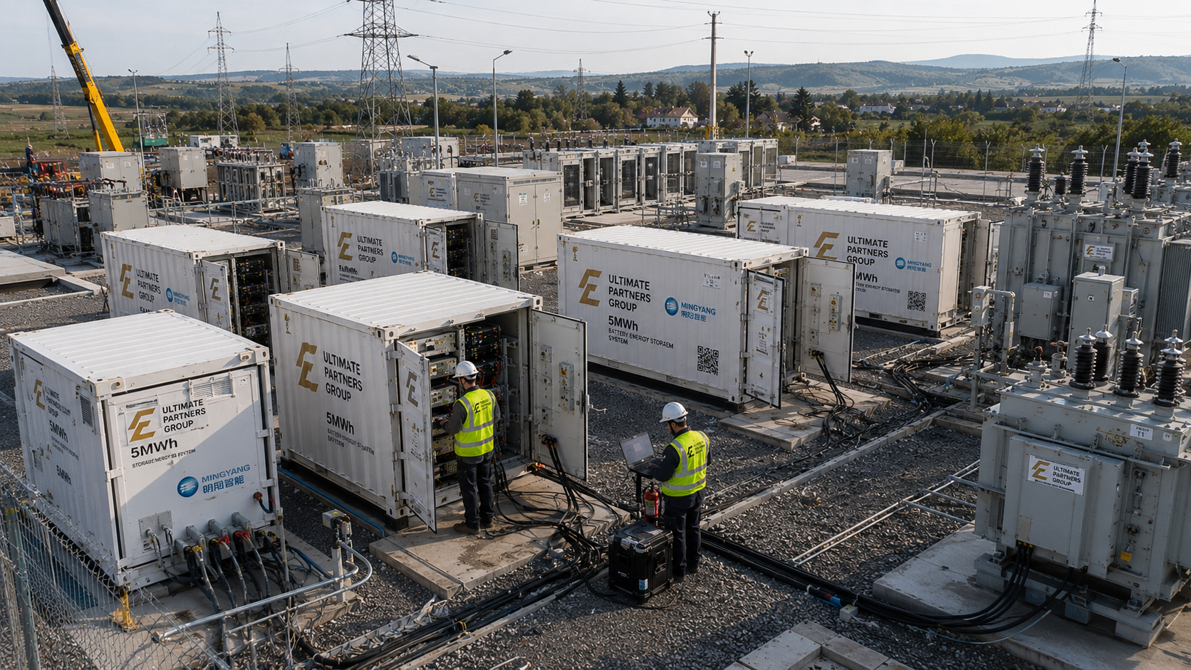 20 MW 40 MWh battery energy storage site with Ultimate Partners Group BESS containers